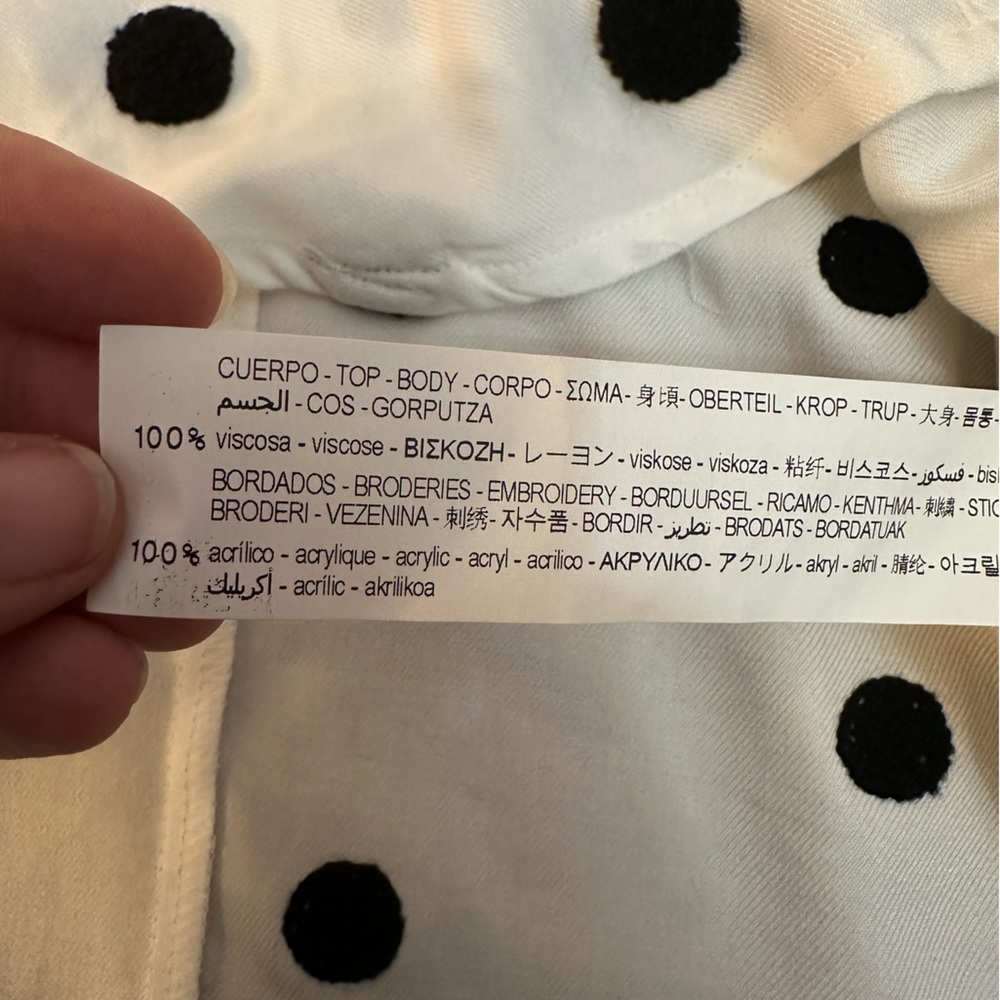 Zara Polka Dot Shirt White 7969/228 Sz Small - Picture 10 of 10